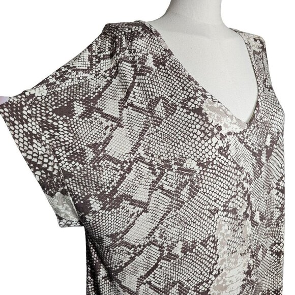 LulaRoe Macy Back V-Neck Maxi Dress Snake Animal Print Side Slit Tan Womens 2XL - Picture 7 of 10